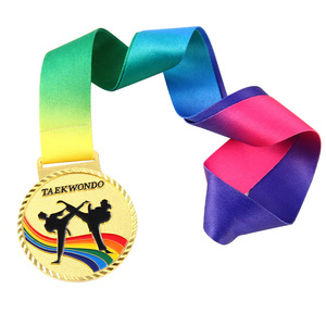 Médailles personnalisées pour événements sportifs, en émail 3D, dorées, pour la natation, la course à pied, le football, le basketball, avec ruban écologique - Product Image 6