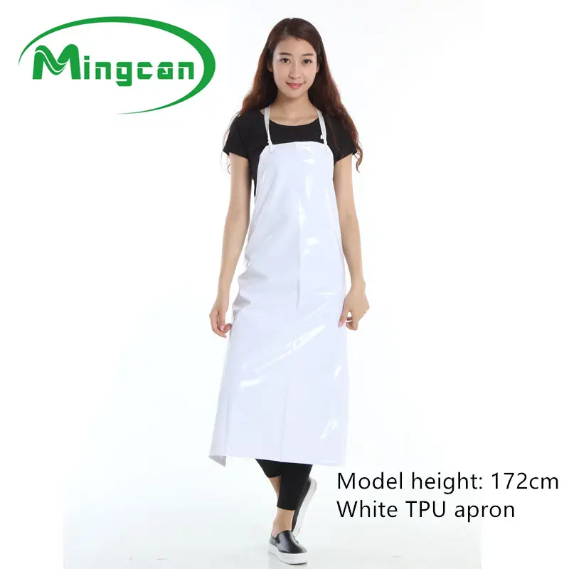 Heavy Duty Adult Woman Rubber White Reusable Butcher TPU apron waterproof