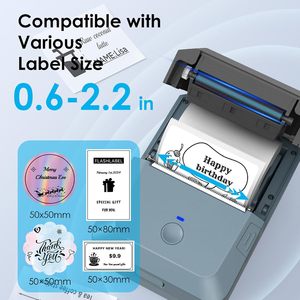 Commercio all'ingrosso ad alta velocità 2 pollici Wireless palmare stampante senza inchiostro blu etichetta del testo logo macchina da stampa codice a barre - Product Image 2