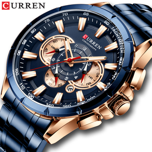 Montre de luxe simple pour hommes, 48mm, 3 aiguilles, à Quartz, bracelet en acier inoxydable, aiguilles lumineuses, étanche à 30M - Product Image 1
