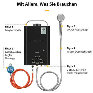 <span class=keywords><strong>Chauffe</strong></span>-<span class=keywords><strong>eau</strong></span> portable pour <span class=keywords><strong>camping</strong></span>-<span class=keywords><strong>car</strong></span> et <span class=keywords><strong>camping</strong></span>, extérieur, à gaz liquide, instantané, sans réservoir, 14000W, 2 niveaux d'efficacité énergétique, 7L - Product Image 2
