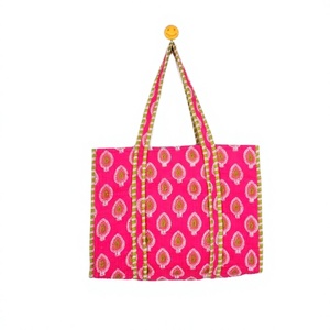 Bolsa de Mano de Algodón Estilo Bohemio Rosa con Diseño de Lágrimas, Dos Asas, Parte Superior Abierta, para Compras en Todas las Estaciones - Product Image 1