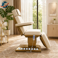 Lit de beauté électrique moderne en acier inoxydable à 3 moteurs réglables pour salon, spa, soins du visage, thérapie des cils et massage, avec éponge haute densité