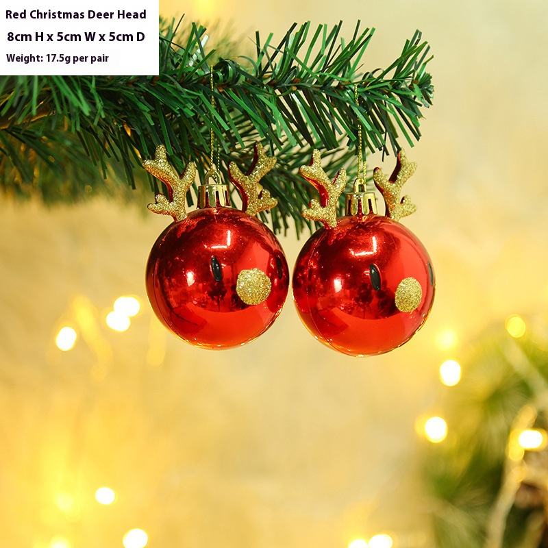 Cerf de Noël rouge petite tête 2pcs 17.5g