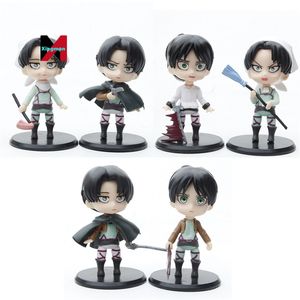 6 piezas/set 10cm lindo personaje de dibujos animados Eren Attack on Titan Pvc figura de juguete estatuas Anime figuras de acción - Product Image 2