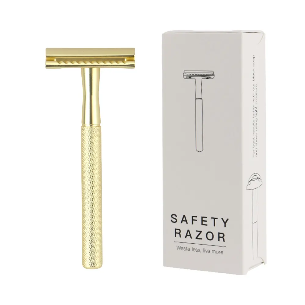 Safety Razor Golden Color Private Packing Customization Acceptable Brass Metal Safety Razor