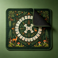 Tapis de Mahjong Fleur de Pêcher, Imprimé Vigne Dorée Pêche Douce, Tapis de Table Antidérapant en Microfibre pour 4 Joueurs, Cadeau pour Fêtes à Domicile