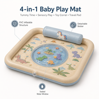 Tapis aquatique sensoriel pour bébés avec cadre gonflable en PVC, fenêtre centrale scellée et coussin amovible pour programmes de vente au détail personnalisés