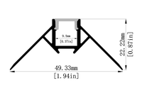Profilé en aluminium LED avec diffuseur, embouts et clips pour bande LED 50*22 mm
