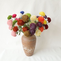 Bouquet de pissenlits à 3 têtes, simulation, décoration intérieure, centre de table de mariage, fleurs artificielles en soie multicolores teintées à la main, toucher doux