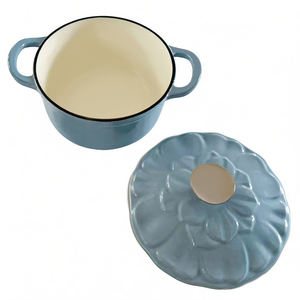 Casserole en fonte émaillée à motif floral High-Beauty, <span class=keywords><strong>petite</strong></span> <span class=keywords><strong>cocotte</strong></span> ronde pour cuisson lente - Product Image 2