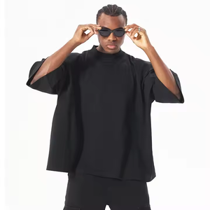 Camiseta holgada a la moda para hombre, camisetas de entrenamiento atlético con cuello redondo, Camiseta básica de algodón Premium de manga corta de peso pesado - Product Image 2