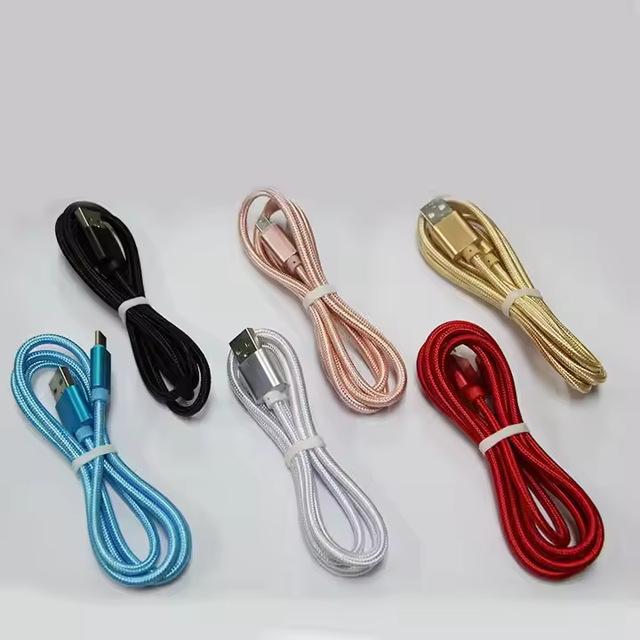 Suppliers Fast Charging V8 Type C Nylon Braided Aluminum Micro USB Cable for Galaxy S Android Phones and Tablets in Stock