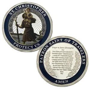 St.Christopher Patron Saint Of Travellers Nicht währungs münzen AMEN Protect Us Challenge Coin Token