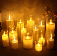 Bougie décorative électronique lumineuse simulée à tête oscillante en verre acrylique LED