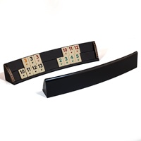 Lot de 4 supports de jeu Rummikub en bois de hêtre noir 16.9 pouces supports de tuiles de rami en bois massif