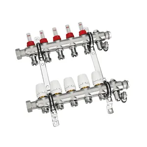 Stainless Steel Heating Manifold Collector With Adjustable Flow Meter
