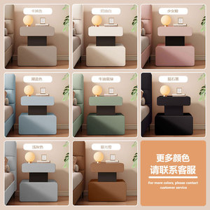 Double Layer Solid Wood Nightstand With Storage <b>Drawers</b> Modern Bedroom <b>Side</b> <b>Table</b> Square Design For Home Use - Product Image 4