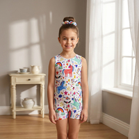 Traje de Baño de una Pieza con Estampado de Unicornio para Niñas, sin Mangas, de Secado Rápido, para Playa o Piscina, OEM/ODM Aceptable