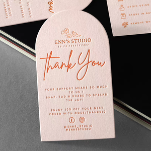 拱形豪华3D商务纸板印刷可定制凸版压纹插页棉纸卡 - Product Image 1