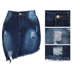 Deat — <span class=keywords><strong>jupe</strong></span> <span class=keywords><strong>en</strong></span> Denim décontractée à <span class=keywords><strong>taille</strong></span> <span class=keywords><strong>haute</strong></span>, vêtement d'été bleu clair, Mini <span class=keywords><strong>jupe</strong></span> crayon, effet délavée, Sexy avec poches, E622 - Product Image 2