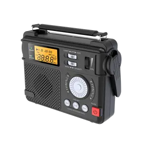 Radio digital engkol tangan dinamis darurat berkemah dengan baterai 3000 mAh dengan penerima FM SOS, Senter, pemutaran mp3, nirkabel