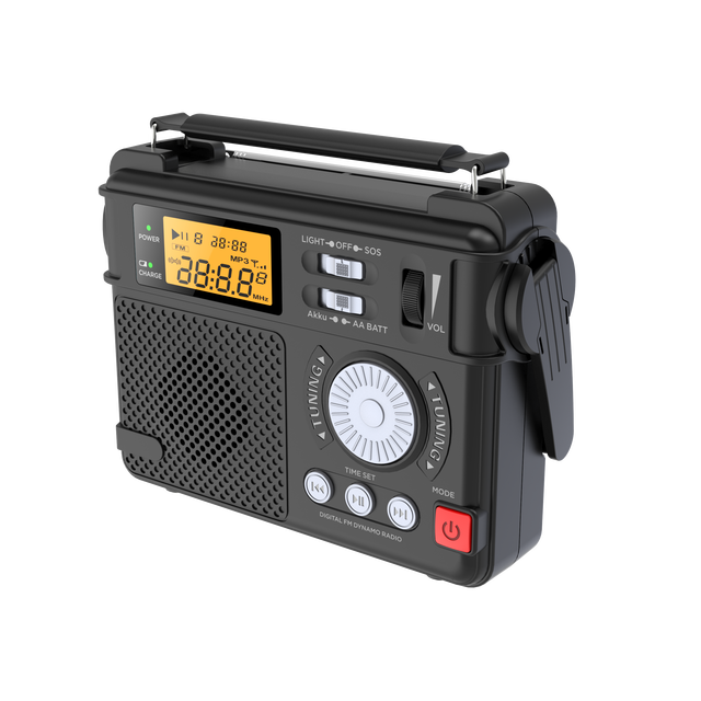 Camping Emergency dynamo Hand Crank Digital Radio With 3000 MAh Battery With FM Receiver SOS ,flashlight ,mp3 Playback,wireless