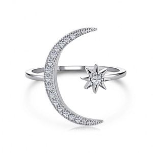 Dylam Hot INS Style Simple Love Jewelry Women Girl <b>Spinner</b> <b>Ring</b> Open Adjustable 925 Sterling <b>Silver</b> CZ Moon Star Stackable <b>Rings</b> - Product Image 1