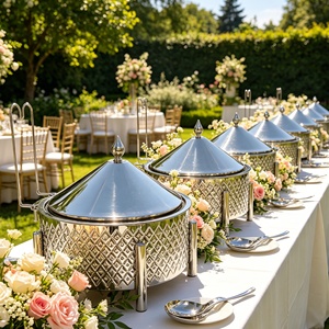 Plat de service sensationnel en argent à motif treillis, chauffe-plats de luxe pour traiteur, buffet, autres fournitures hôtelières, <span class=keywords><strong>gala</strong></span> - Product Image 2