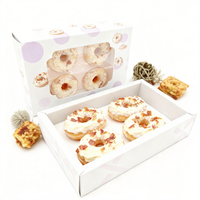 Boîte d'emballage personnalisée pour beignets, très vendue, avec logo, en carton alimentaire pour pâtisseries, avec fenêtre transparente, vente en gros