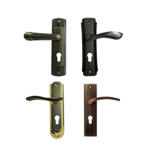 Nouvelle conception, prix d'usine, Moyen-Orient, poignées et serrures <span class=keywords><strong>de</strong></span> porte en aluminium avec plaque arrière noire dorée <span class=keywords><strong>de</strong></span> 58 mm, poignée <span class=keywords><strong>de</strong></span> porte sur plaque et clés - Product Image 2