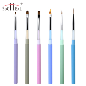 Nouvelle conception, outils professionnels de nail <span class=keywords><strong>art</strong></span> de luxe, manche mat coloré, logo personnalisé, pinceau universel ovale plat ombré, manucure - Product Image 1