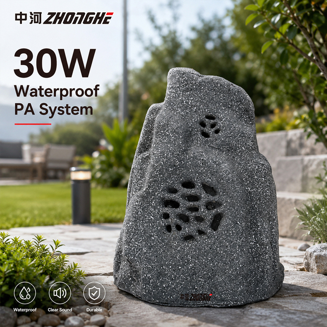 30W Rugged Stone Texture Public Address Speaker Garden PA System Lawn Loudspeaker for Outdoor Resort Music