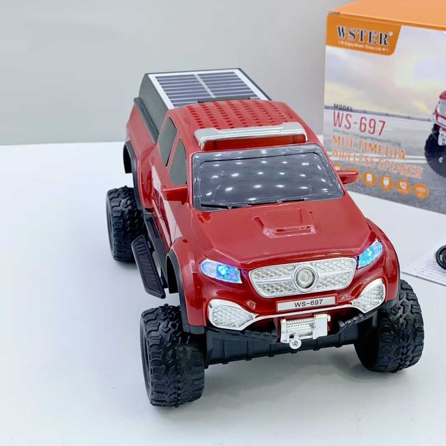 WS-697 Blue-tooth Car Model Solar Charger Wireless BT Speaker FM Radio Active Stereo Super Bass Solar Powered Woofer Speaker