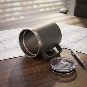 Taza de Café de Acero Inoxidable de 12 oz con Asa, Vaso Térmico Aislado para Viajes, Taza de Café con Tapa para Picnic, Barbacoa, Playa y Fiestas - Product Image 1