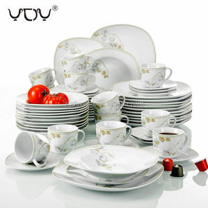 Usine en gros 30 pièces en céramique fine porcelaine moderne service <span class=keywords><strong>de</strong></span> <span class=keywords><strong>vaisselle</strong></span> Logo personnalisé carré assiette florale <span class=keywords><strong>pas</strong></span> <span class=keywords><strong>cher</strong></span> <span class=keywords><strong>vaisselle</strong></span> excellente - Product Image 4