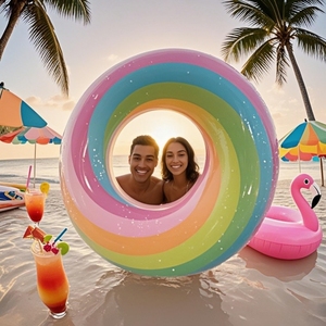 Hot bán tùy chỉnh PVC <span class=keywords><strong>Inflatable</strong></span> Bơi nhẫn cho bãi biển thư giãn và tắm nắng - Product Image 1