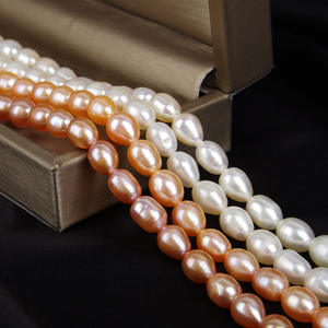 Colliers de perles de riz d'eau douce blanches faites à la main, forte luminosité, dispersion, fabrication artisanale, vente en gros, couleur naturelle - Product Image 1