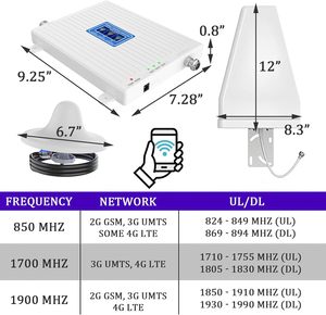 850/1700/1900MHz Tri-Band Cell Phone Signal Amplifier GSM <strong>UMTS</strong> LTE Mobile <strong>Repeater</strong> 2G/3G/4G Cellular signal Booster for Home - Product Image 2
