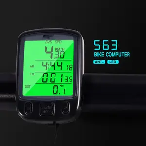 Sepeda Komputer SD 563A, Odometer Sepeda Tahan Air Display LCD, Meja Kode Bersepeda dengan Lampu Latar Hijau