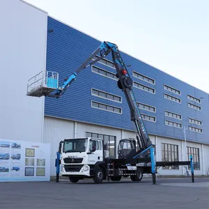 Jiuhe 45vk Vrachtwagen Gemonteerd Antenne Telescopische Manlift Emmer Lift Truck China Antenne Werkende Platform Truck