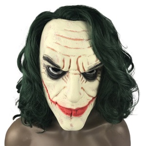 Máscara de Látex de Joker con Cabello Verde, Disfraz para Fiesta de Halloween, Patrón de Figura Terrorífica y Espeluznante - Product Image 5