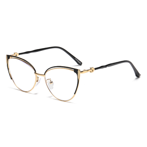 Produsen Kacamata Anti-biru Wanita Model Mata Kucing Retro Metal 2024 Grosir - Product Image 2