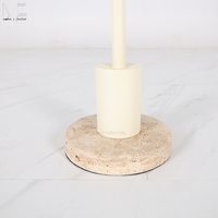 Table d'appoint blanche Basse Travertin nordique moderne luxe rond en fer petite table basse en pierre de travertin pour salon