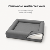 Canapé-lit rectangulaire imperméable pour chiens, facile à nettoyer, résistant aux taches, avec coussin et rebord surélevé