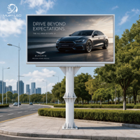 Panneau d'affichage numérique LED couleur double face en forme de V, monté sur pilier, IP66, pour publicité routière et de stationnement