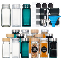 Ensemble de 24 pots d'assaisonnement en verre de poivre noir d'épices de 4oz avec étiquette de couvercle en bambou haut de gamme pour ingrédients de barbecue