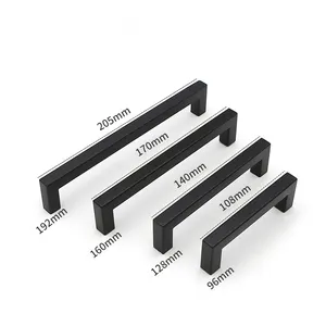 L'armadietto nero opaco in acciaio inossidabile di alta qualità tira la maniglia della barra del tubo quadrato della maniglia del cassetto dell'armadietto dei mobili
