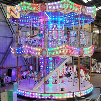 Manège à double étage Nova Rides pour enfants, modèle DC-Rose, avec chevaux en fibre de verre pour parc d'attractions extérieur