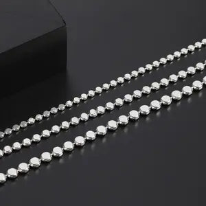 Grosir 2 2.5 3MM 925 Rantai Manik-manik Perak Murni untuk Membuat Perhiasan Gelang Kalung DIY Aksesoris Perhiasan 2021